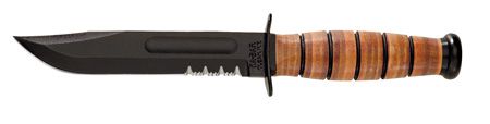 KA-BAR Full-Size Fixed Army 7in Blk Combo Blade Leather Hndl
