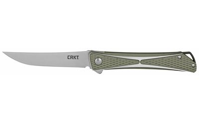 Columbia River Knife & Tool Crossbones Folding Knife Silver Plain 3.54" 7530 Satin AUS 8 Gray