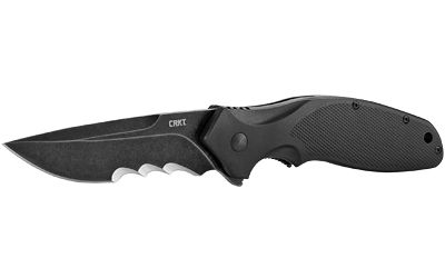 Columbia River Knife & Tool Shenanigan Folding Knife/Assisted Black Veff Serrations Drop Point 3.35" K800KKP Stonewashed 1.4116 Stainless Steel Black