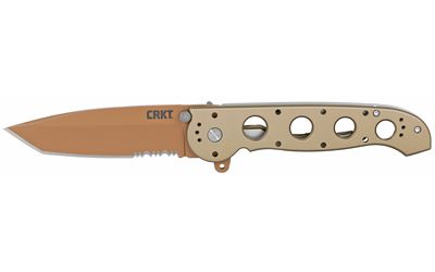 Columbia River Knife & Tool M16 14D Folding Knife Silver Combination 3.99" M16-14D Titanium Nitride AUS 8 Desert Tan