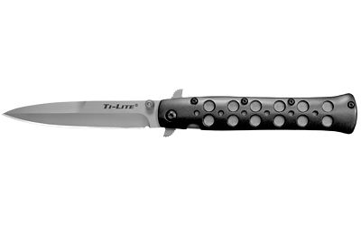 Cold Steel Ti-Lite Folding Knife Silver Plain Spear Point Flipper/Pocket Clip 4" CS-26B4 CPM-S35VN Black