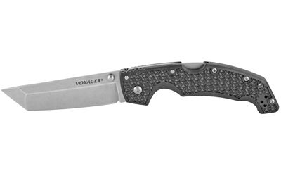 Cold Steel Voyager Folding Knife Silver Plain Tanto Point 4" Box CS-29AT Stonewashed AUS 10 Black