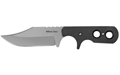 Cold Steel Mini Tac Bowie Fixed Blade Knife Silver Plain Clip Point Secure-Ex Sheath 3.625" CS-49HCF 8Cr13MoV Black