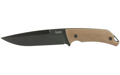 KABAR Jarosz Fixed Blade Knife Silver Plain Clip Point Celcon Sheath 6.2" 7503 1095 Cro-Van Brown