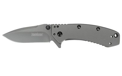 Kershaw Cryo Folding Knife/Assisted Silver Plain Clip Point Thumb Stud/Flipper/Pocket Clip 2.75" Box 1555TI Carbonitride 8Cr13MoV