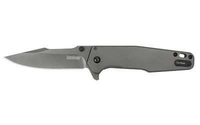 Kershaw FERRITE Folding Knife/Assisted Silver Plain Drop Point Flipper, FRAME Lock, Reversible Carry 3.3" Box 1557TI 8Cr13MoV