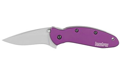 Kershaw Scallion Folding Knife/Assisted Silver Plain Clip Point Thumb Stud/Pocket Clip 2.25" Box 1620PUR 420HC Purple