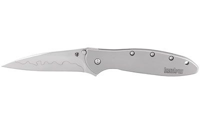 Kershaw Leek Folding Knife/Assisted Silver Plain Clip Point Thumb Stud/Pocket Clip 3" Box 1660CB Satin 14C28N