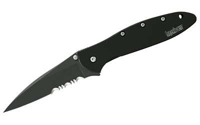 Kershaw Leek Folding Knife/Assisted Black Combination Clip Point Thumb Stud/Pocket Clip 3" Box 1660CKTST Matte 14C28N