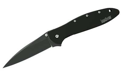 Kershaw Leek Folding Knife/Assisted Black Plain Clip Point Thumb Stud/Pocket Clip 3" Box 1660CKT Matte 14C28N