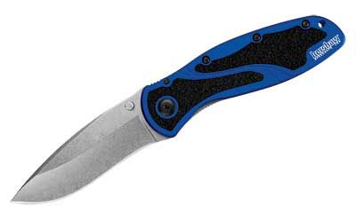 Kershaw Blur Navy Blue Stonewashed Folding Knife/Assisted Black Plain Thumb Stud/Flipper/Pocket Clip 3.4" Box 1670NBSW Stonewashed 14C28N Navy Blue