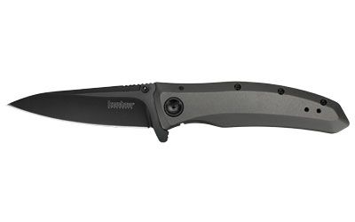 Kershaw GRID Folding Knife Black Plain Drop Point SpeedSafe, Flipper, Frame Lock, Reversible Carry 3.7" Box 2200 8Cr13MoV