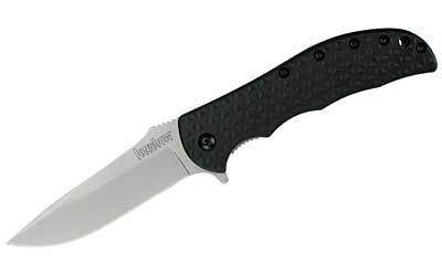 Kershaw Volt II Folding Knife/Assisted Silver Plain Drop Point Flipper/Pocket Clip 3.125" Box 3650 Bead Blasted 8Cr13MoV Black