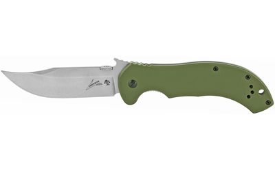 Kershaw EMERSON CQC Folding Knife Silver Plain Clip Point 3.5" 6030 Stonewashed 8Cr14MoV OD Green