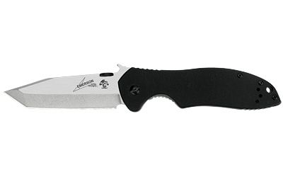 Kershaw EMERSON CQC Folding Knife Silver Plain Tanto Point Wave/Dual Thumb Disc/Pocket Clip 3.25" 6034T Stonewashed 8Cr14MoV Black