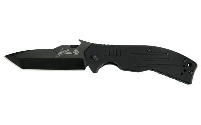 Kershaw EMERSON CQC Folding Knife Black Plain Tanto Point Wave/Dual Thumb Disc/Pocket Clip 3.5" 6044TBLK Black Oxide 8Cr14MoV